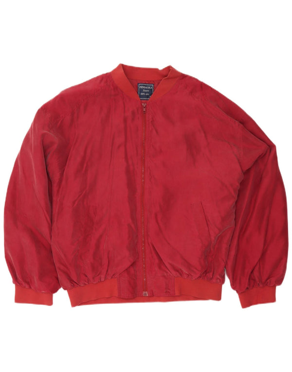 Pensacola Mens Bomber Jacket UK 42 XL Burgundy Silk