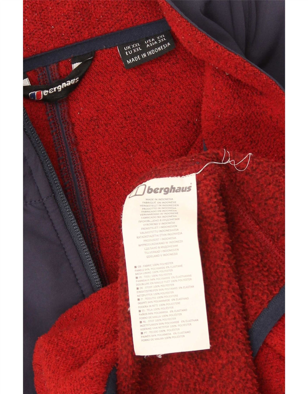 Berghaus Mens Fleece Jacket UK 44 2XL Red Colourblock Polyester