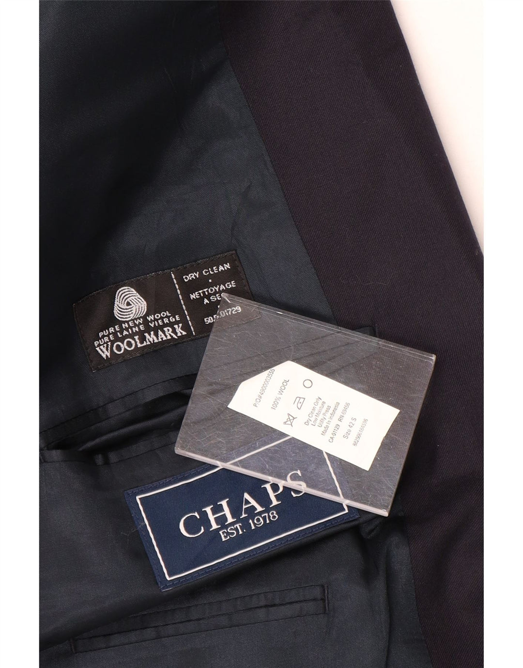 Chaps Mens 2 Button Blazer Jacket UK 42 XL Navy Blue Wool