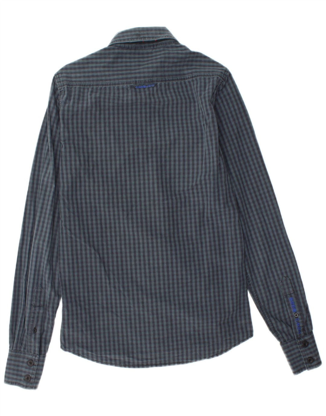 SUPERDRY Mens Shirt Small Navy Blue Gingham Cotton