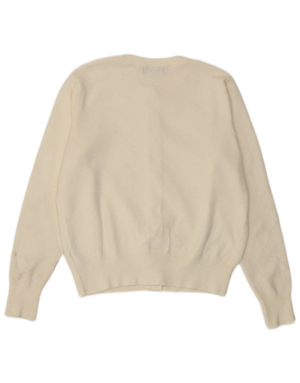 Marks & Spencer Womens Crop Cardigan Sweater UK 14 Medium Off White Viscose
