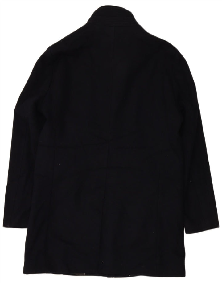ZARA Mens Overcoat UK 40 Large Navy Blue Polyester