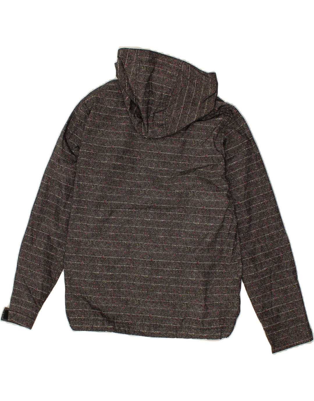 QUIKSILVER Boys Hooded Rain Jacket 11-12 Years Grey Striped Polyester Vintage Quiksilver and Second-Hand Quiksilver from Messina Hembry 