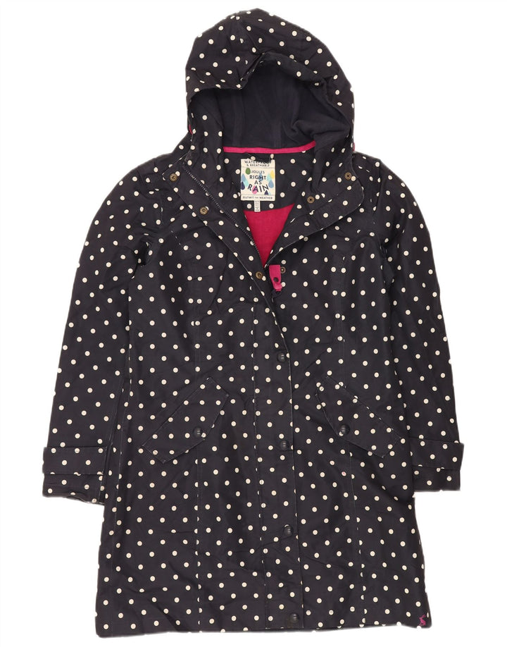 JOULES Womens Oversized Windbreaker Coat UK 10 Small Navy Blue Polka Dot