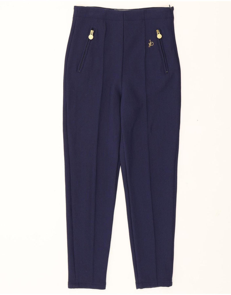 ROCCOBAROCCO Womens Skinny Cropped Trousers IT 46 Large W32 L26 Navy Blue Vintage Roccobarocco and Second-Hand Roccobarocco from Messina Hembry 