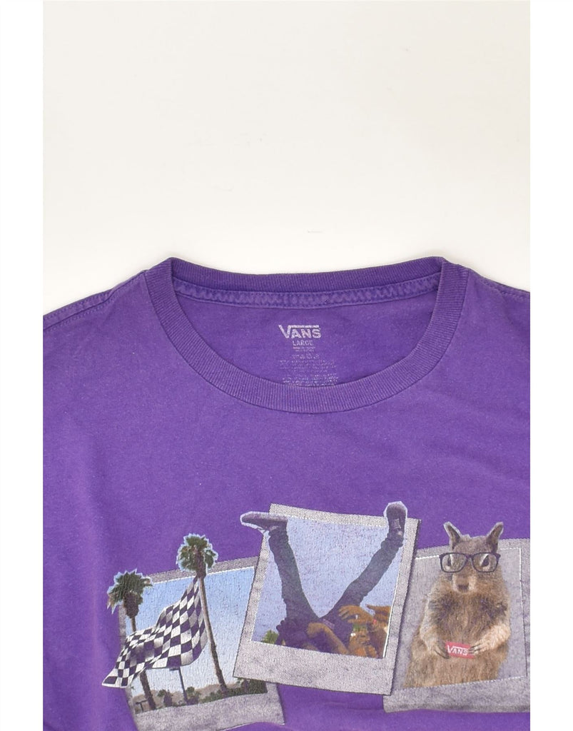 VANS Womens Graphic T-Shirt Top UK 16 Large Purple Cotton | Vintage Vans | Thrift | Second-Hand Vans | Used Clothing | Messina Hembry 