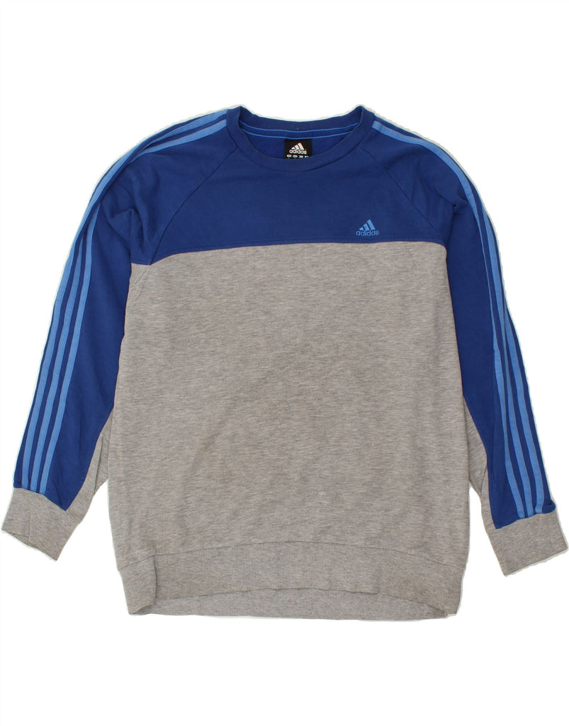 ADIDAS Mens Sweatshirt Jumper Large Grey Colourblock Cotton | Vintage Adidas | Thrift | Second-Hand Adidas | Used Clothing | Messina Hembry 