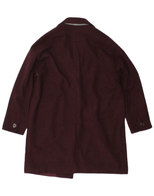 Topshop Womens Overcoat UK 12 Medium  Burgundy Polyester