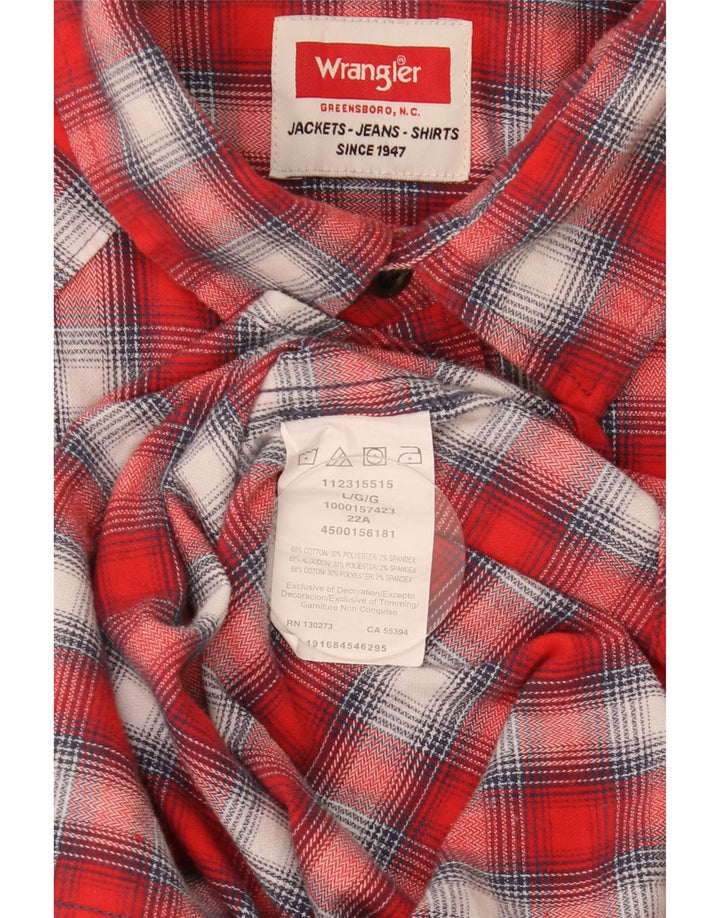 Wrangler Mens Flannel Shirt Large Red Check Cotton