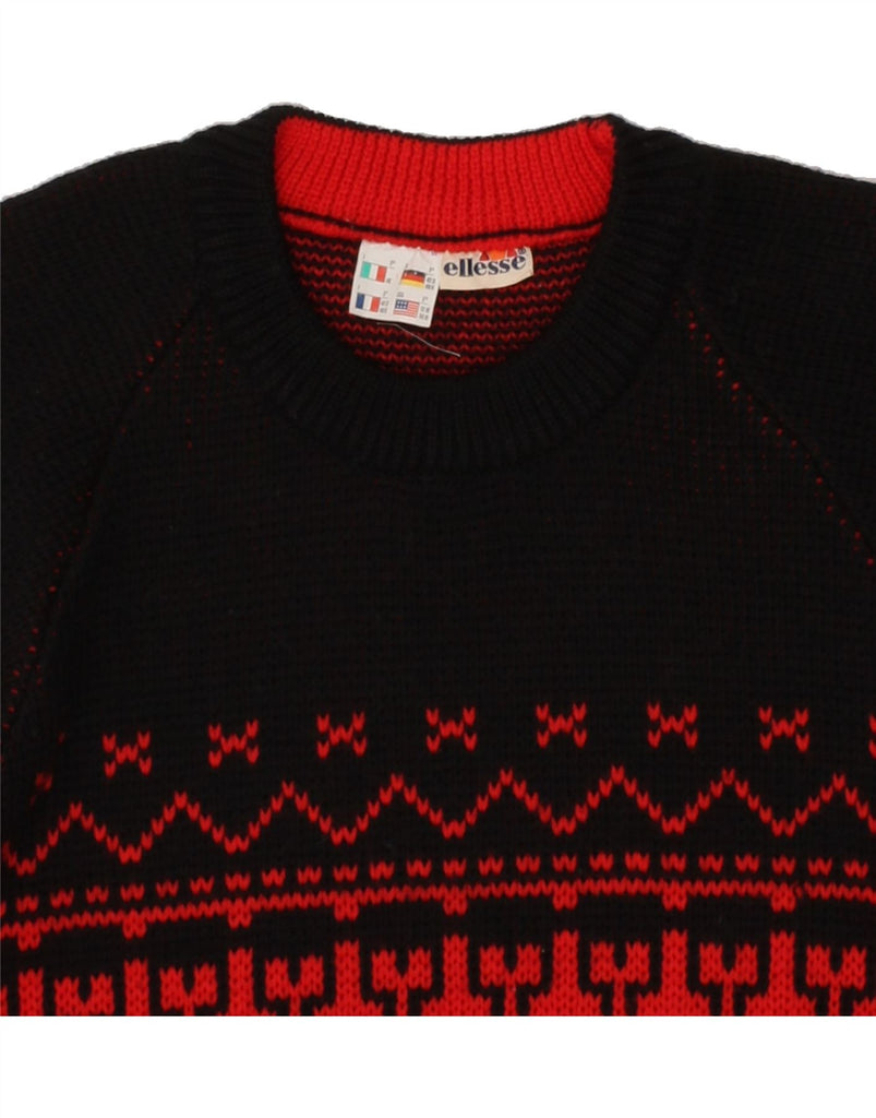 ELLESSE Womens Crew Neck Jumper Sweater IT 46 Large Red Colourblock Wool Vintage Ellesse and Second-Hand Ellesse from Messina Hembry 