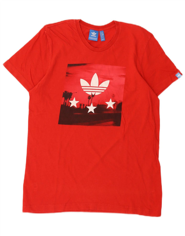 Adidas Mens Graphic T-Shirt Top Medium Red Cotton