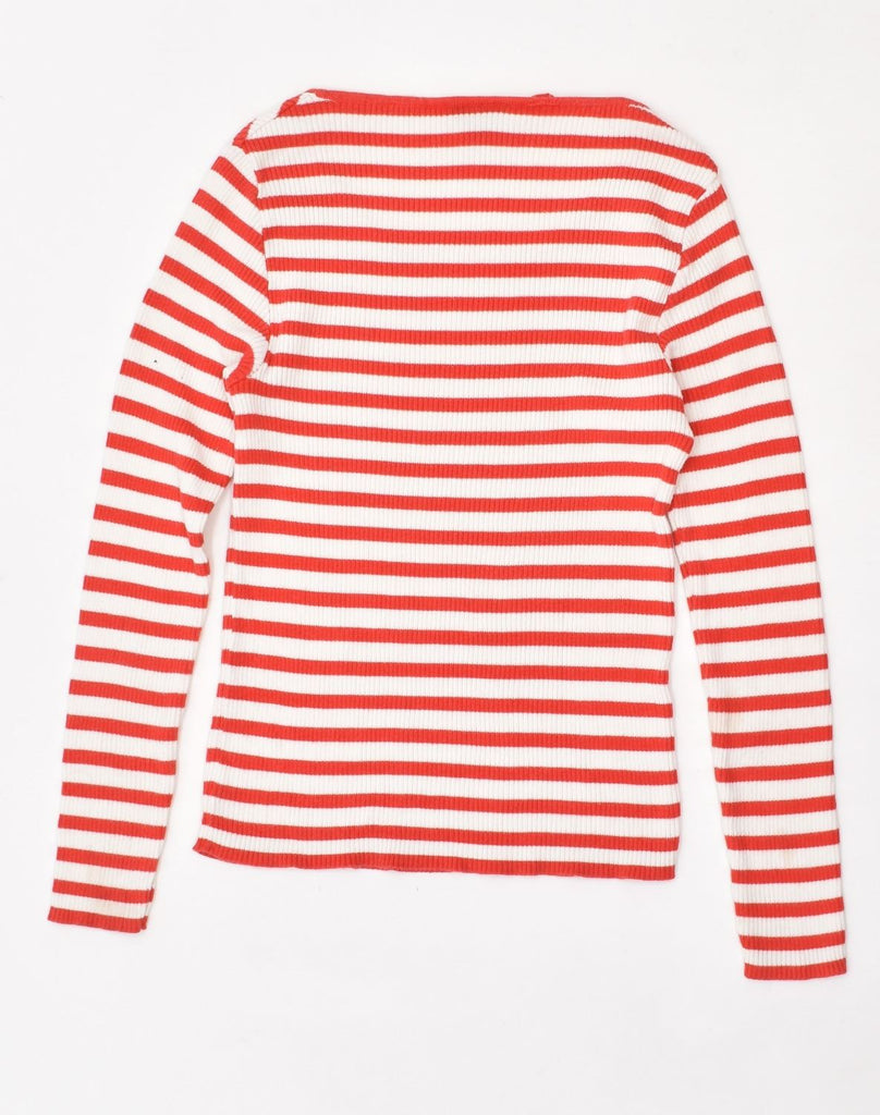 MAX & CO. Womens Top Long Sleeve UK 10 Small Red Striped Cotton | Vintage | Thrift | Second-Hand | Used Clothing | Messina Hembry 