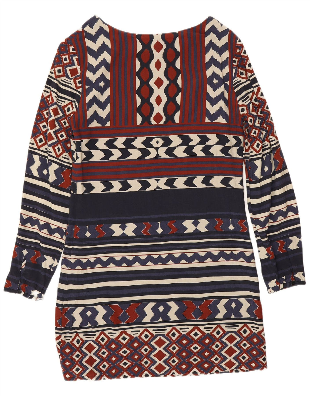 Desigual Womens Long Sleeve Sheath Dress EU 36 Small Navy Blue Geometric