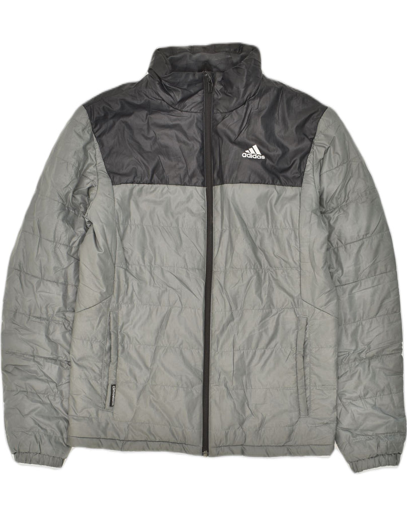 ADIDAS Mens Padded Jacket UK 36 Small Grey Colourblock Polyester | Vintage Adidas | Thrift | Second-Hand Adidas | Used Clothing | Messina Hembry 