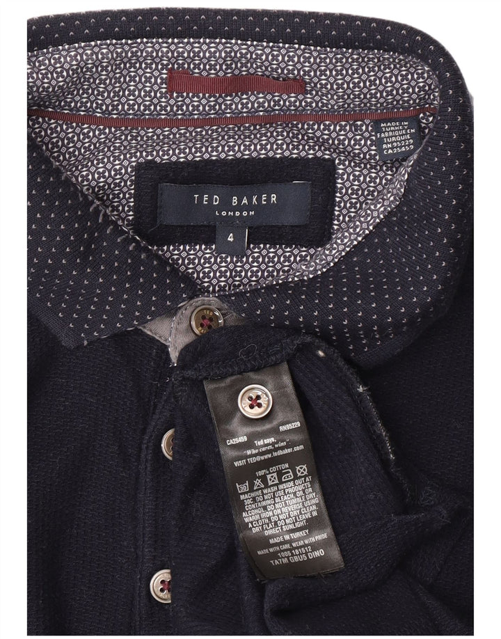 Ted Baker Mens Polo Shirt Size 4 Large Navy Blue Cotton
