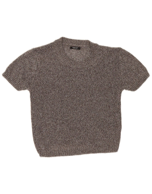 Massimo Dutti Womens Boat Neck Jumper Sweater UK 6 XS Grey Flecked