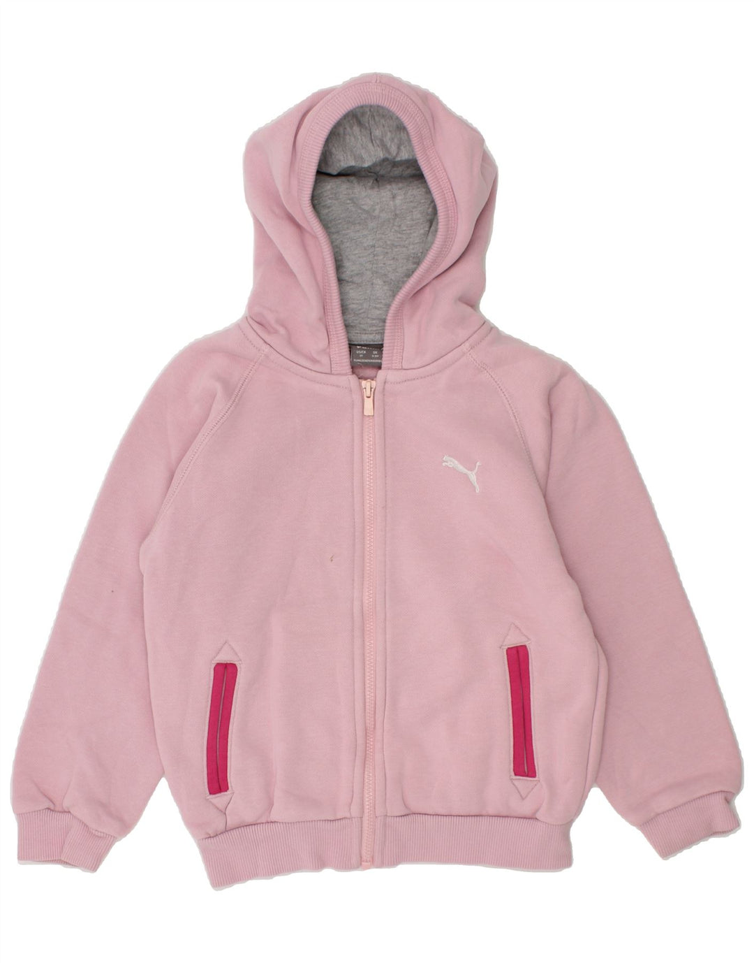 PUMA Girls Zip Hoodie Sweater 2-3 Years Pink Cotton Vintage Puma and Second-Hand Puma from Messina Hembry 
