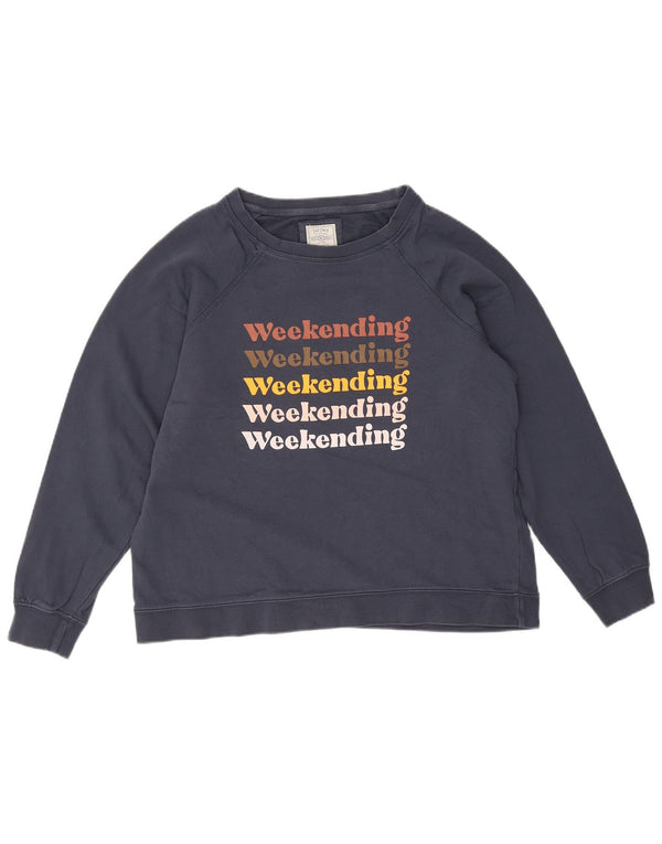 Fat Face Womens Graphic Sweatshirt Jumper UK 16 Large Navy Blue Cotton