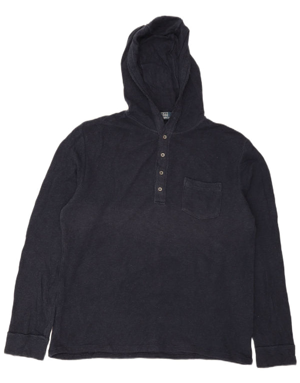 Polo Ralph Lauren Mens Hooded Top Long Sleeve Large Navy Blue Cotton
