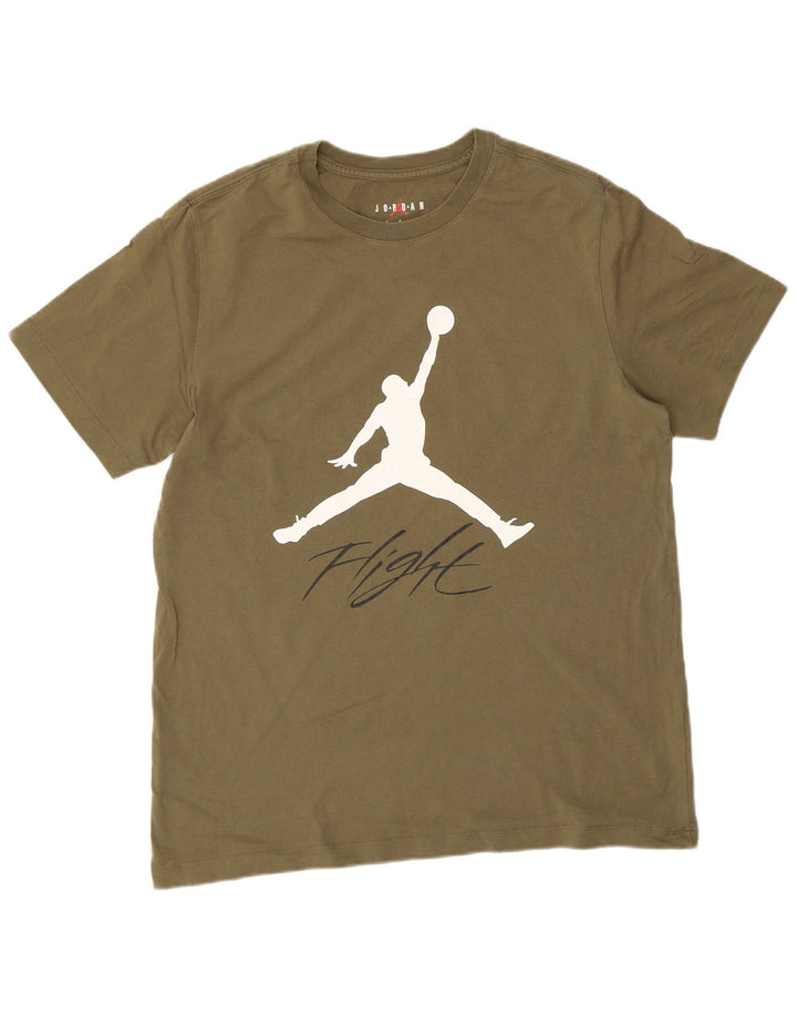 Jordan Mens Graphic T-Shirt Top Large Khaki Cotton