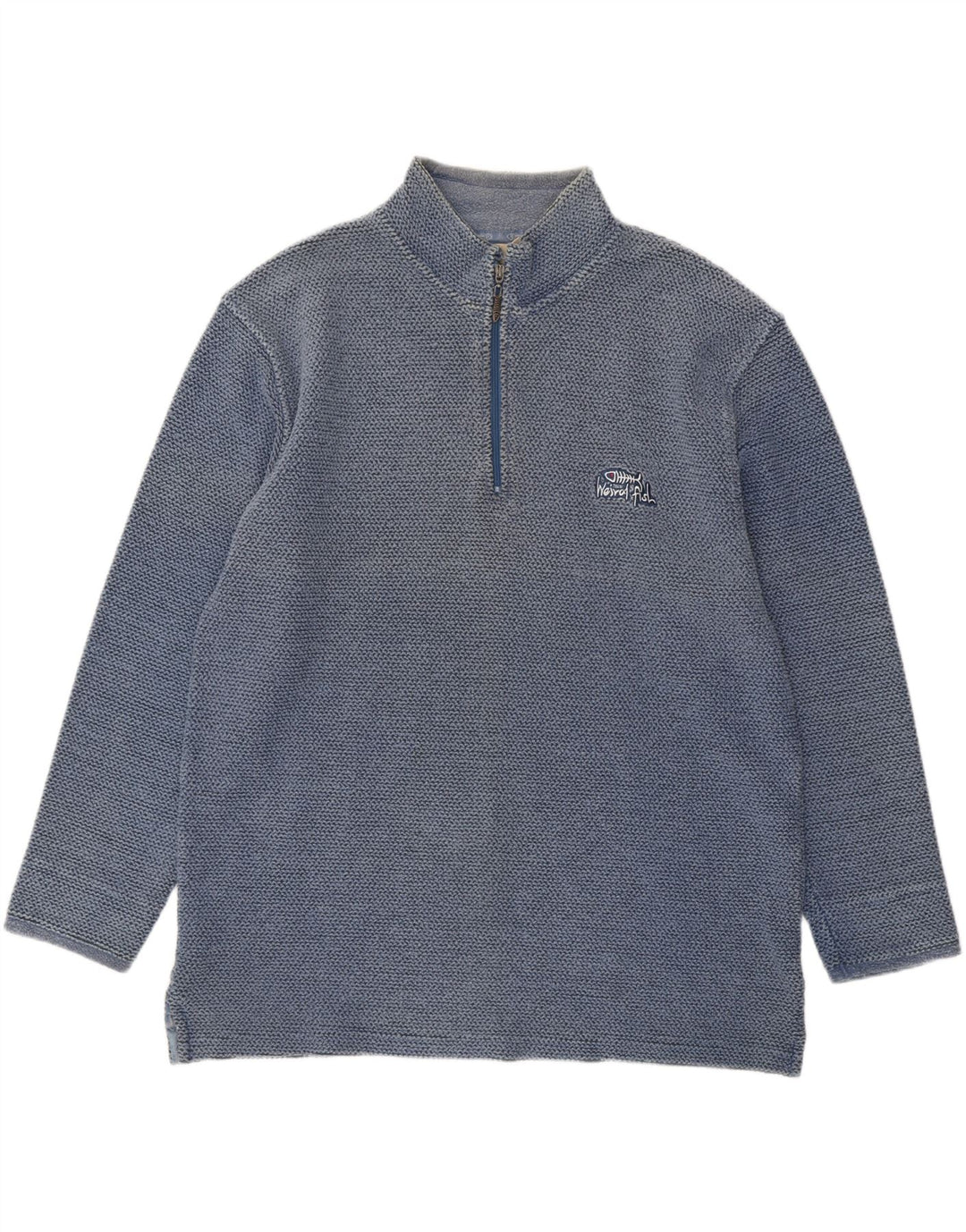 Weird Fish Mens Zip Neck Sweatshirt Jumper XL Blue Cotton