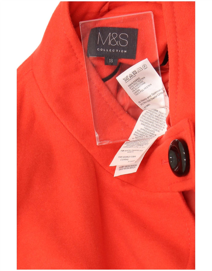 Marks & Spencer Womens Overcoat UK 18 XL Orange Polyester