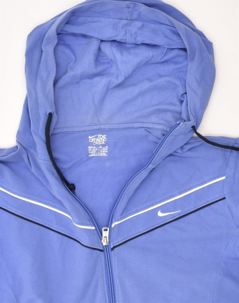 NIKE Womens Zip Hoodie Sweater UK 12/14 Medium Blue Cotton | Vintage Nike | Thrift | Second-Hand Nike | Used Clothing | Messina Hembry 