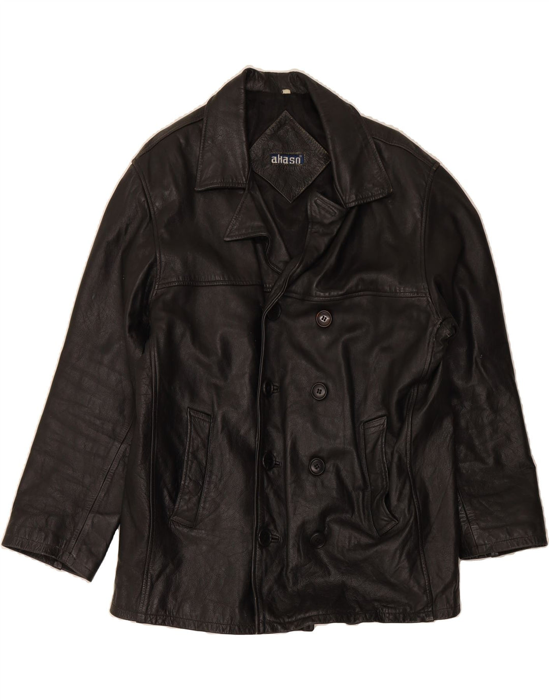 AKASO Mens Leather Jacket UK 38 Medium Black Leather Vintage Akaso and Second-Hand Akaso from Messina Hembry 