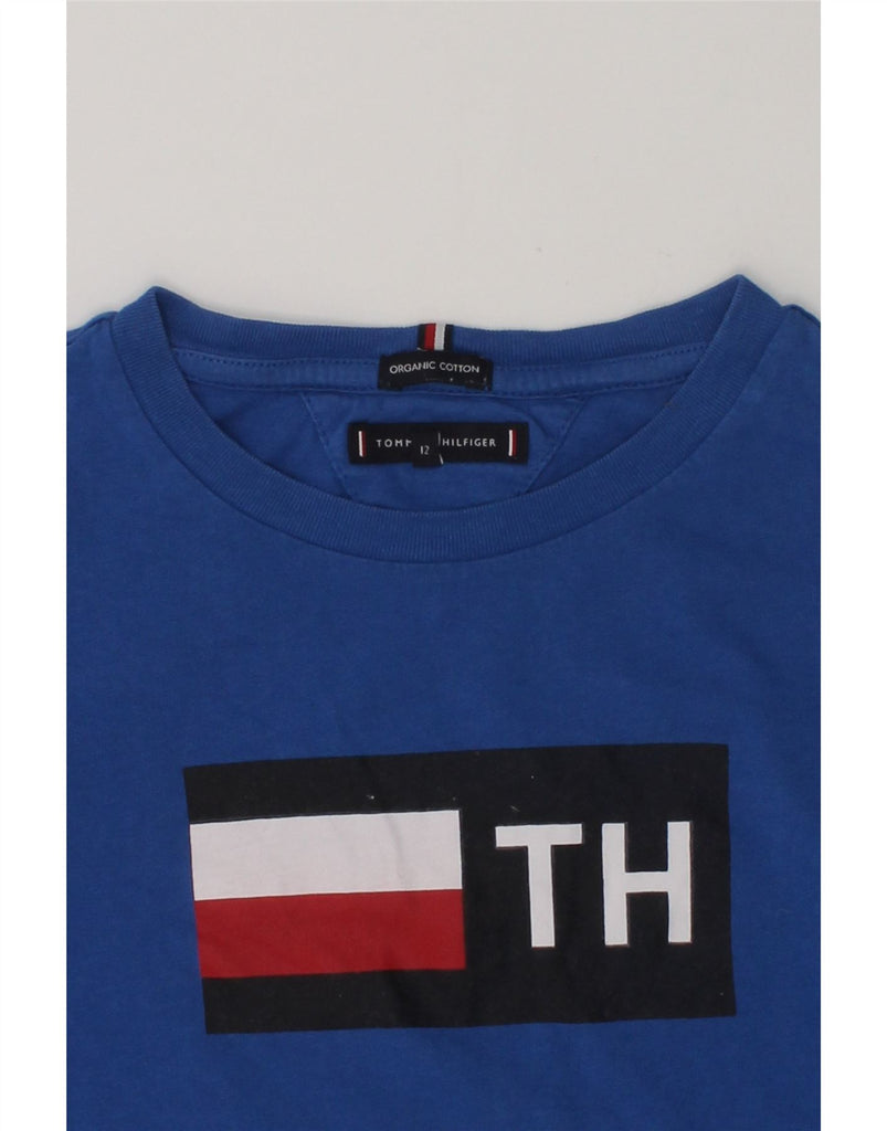 TOMMY HILFIGER Boys Graphic Top Long Sleeve 11-12 Years Blue Cotton | Vintage Tommy Hilfiger | Thrift | Second-Hand Tommy Hilfiger | Used Clothing | Messina Hembry 