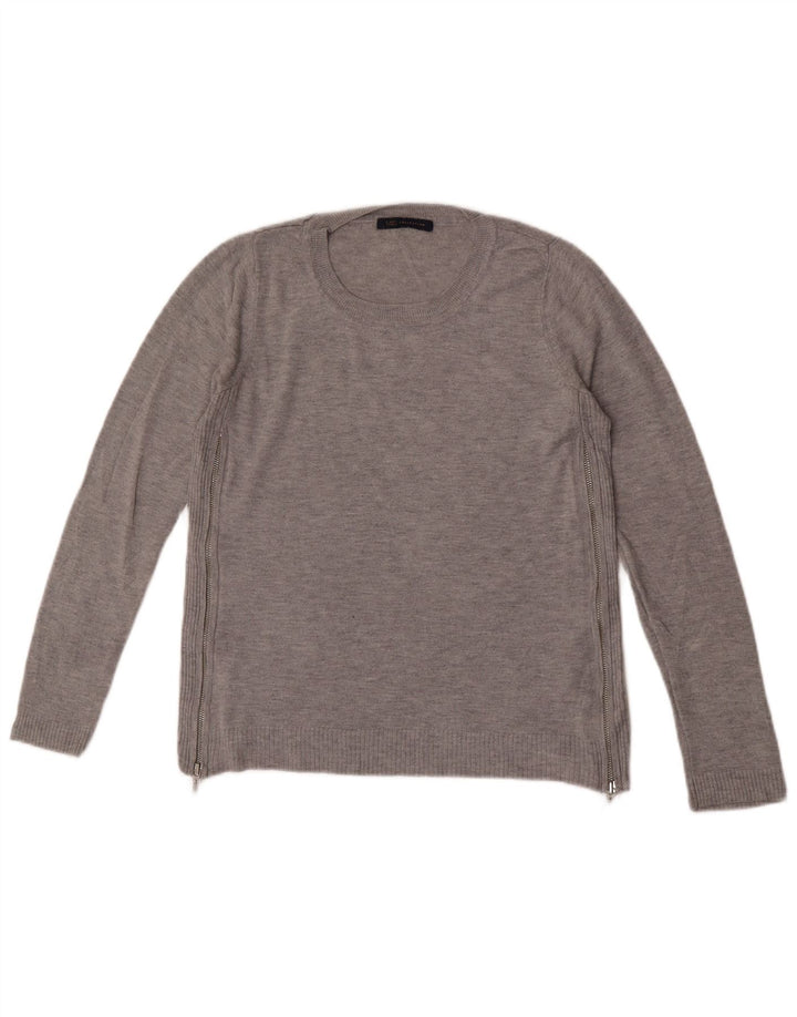 Marks & Spencer Womens Boat Neck Jumper Sweater UK 8 Small Grey Flecked
