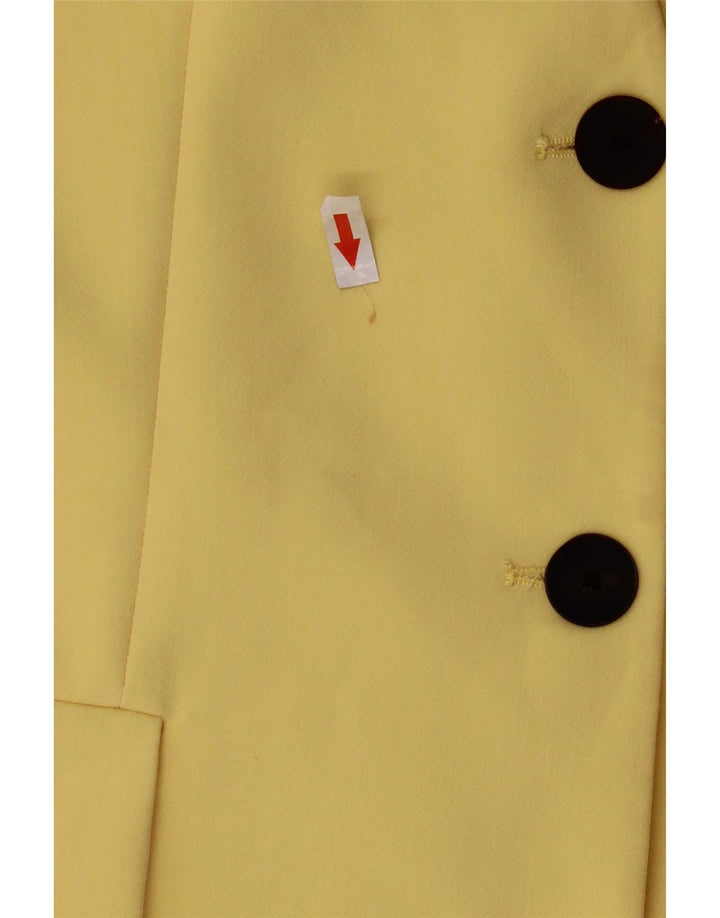 Zara Womens 3 Button Sleeveless Blazer Jacket UK 14 Large Yellow Polyester