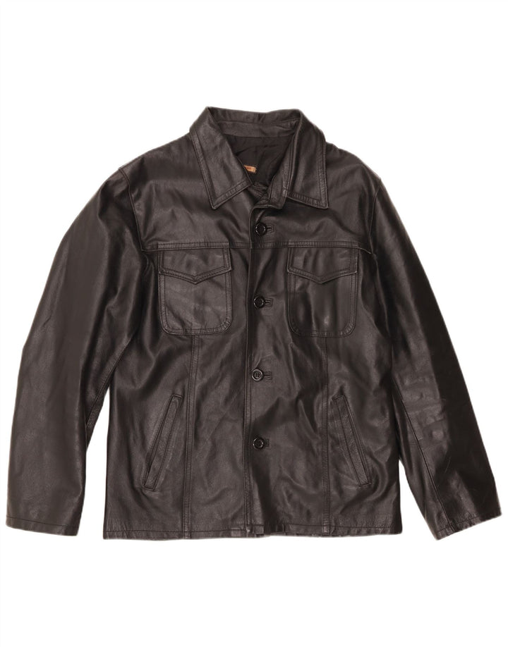 Spago Mens Leather Jacket UK 40 Large Black
