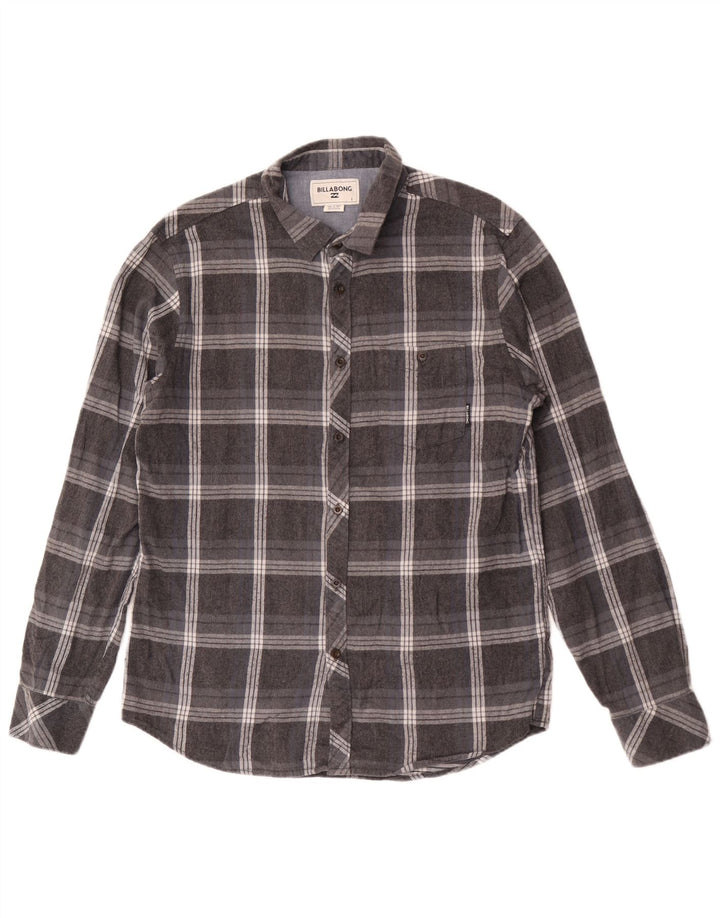 Billabong Mens Flannel Shirt Large Grey Plaid Cotton