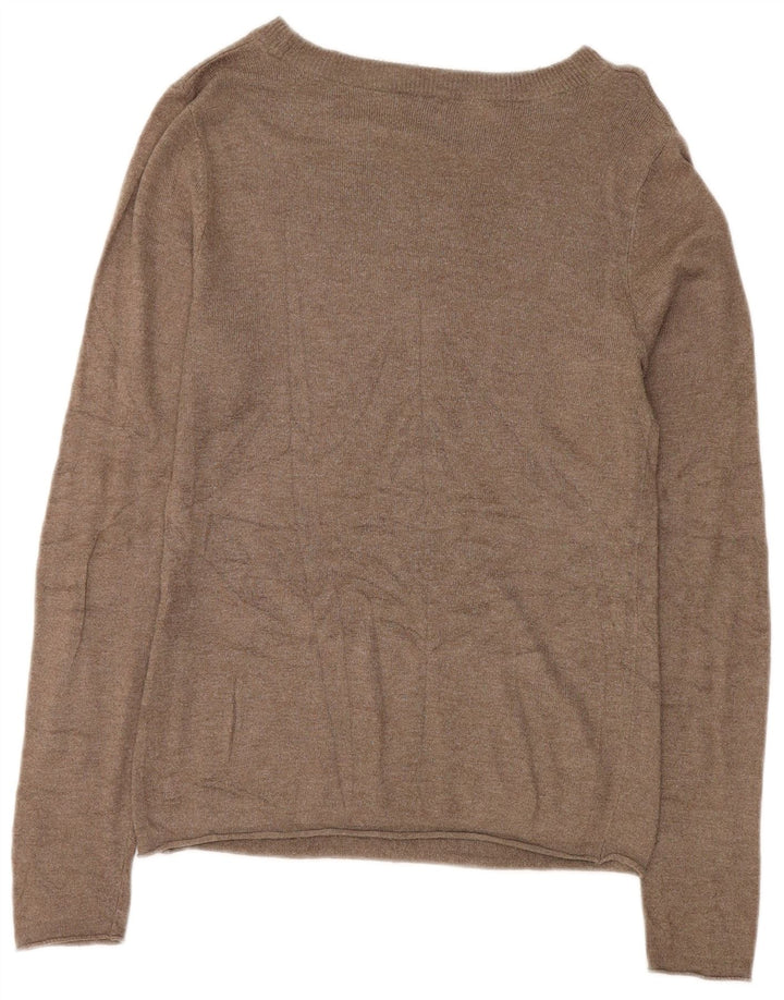 Mossimo Womens Boat Neck Jumper Sweater UK 12 Medium Brown Rayon