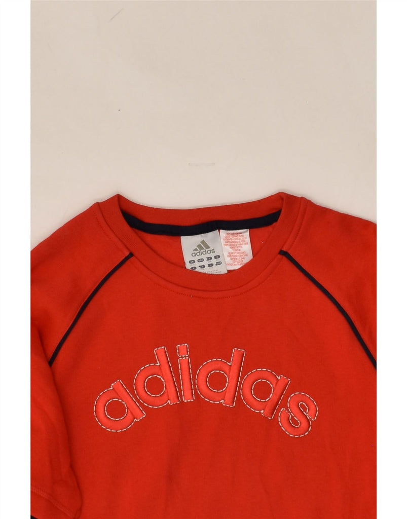 ADIDAS Boys Graphic Top Long Sleeve 11-12 Years Red Colourblock Cotton | Vintage Adidas | Thrift | Second-Hand Adidas | Used Clothing | Messina Hembry 