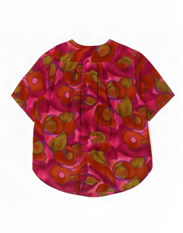 Vintage Womens Short Sleeve Shirt Blouse UK 14 Medium Multicoloured Floral