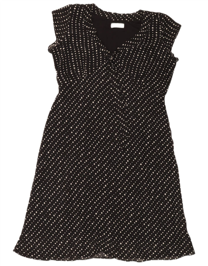 Wallis Womens A-Line Dress UK 20 2XL  Black Spotted Polyester