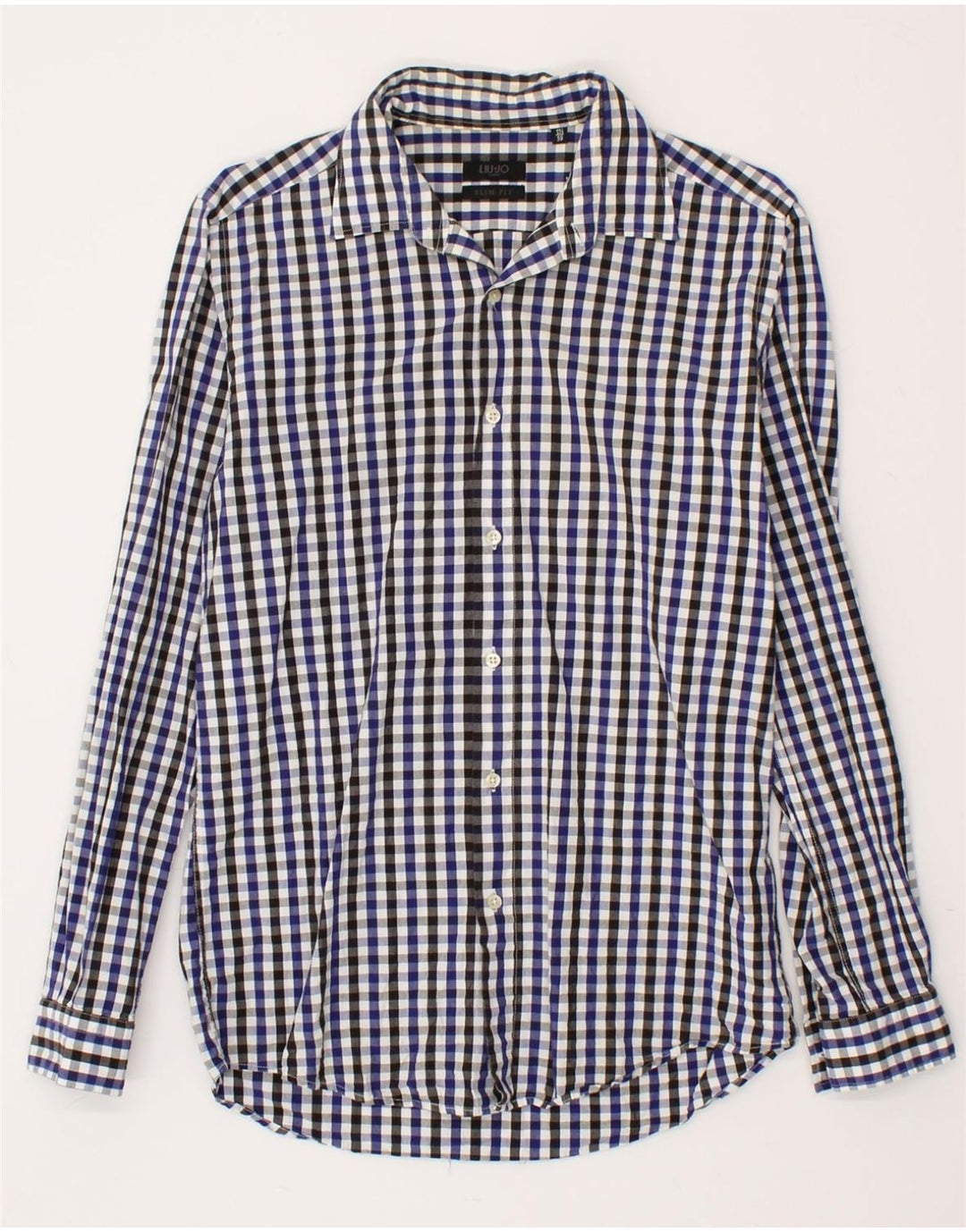LIU JO Mens Slim Fit Shirt Size 39 15 1/2 Medium Blue Check Vintage Liu Jo and Second-Hand Liu Jo from Messina Hembry 