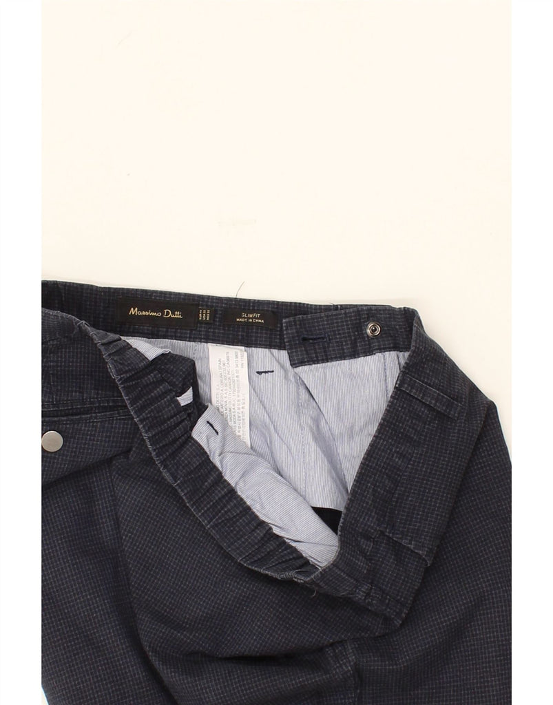 MASSIMO DUTTI Womens Chino Trousers EU 42 Large W32 L30 Navy Blue Check Vintage Massimo Dutti and Second-Hand Massimo Dutti from Messina Hembry 