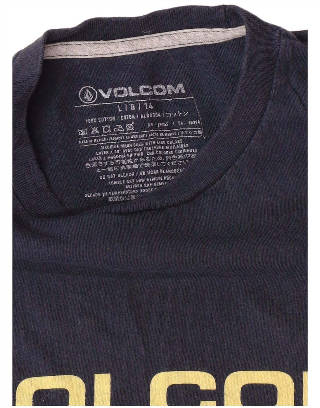 VOLCOM Mens Graphic T-Shirt Top Large Navy Blue Cotton