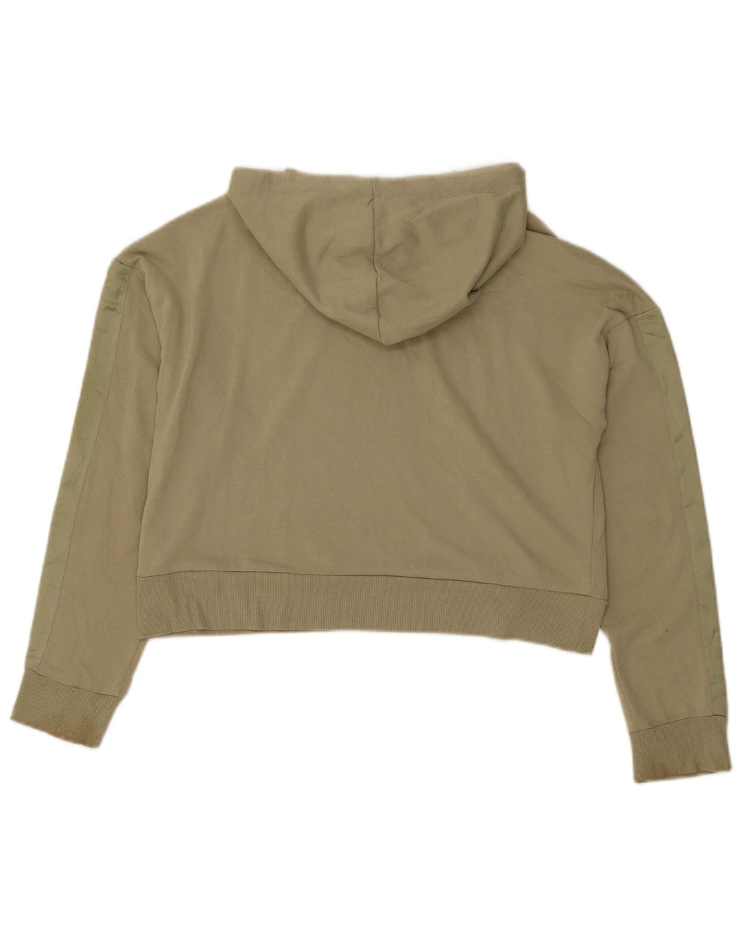 Topshop Womens Crop Hoodie Jumper UK 14 Medium Khaki Polyester