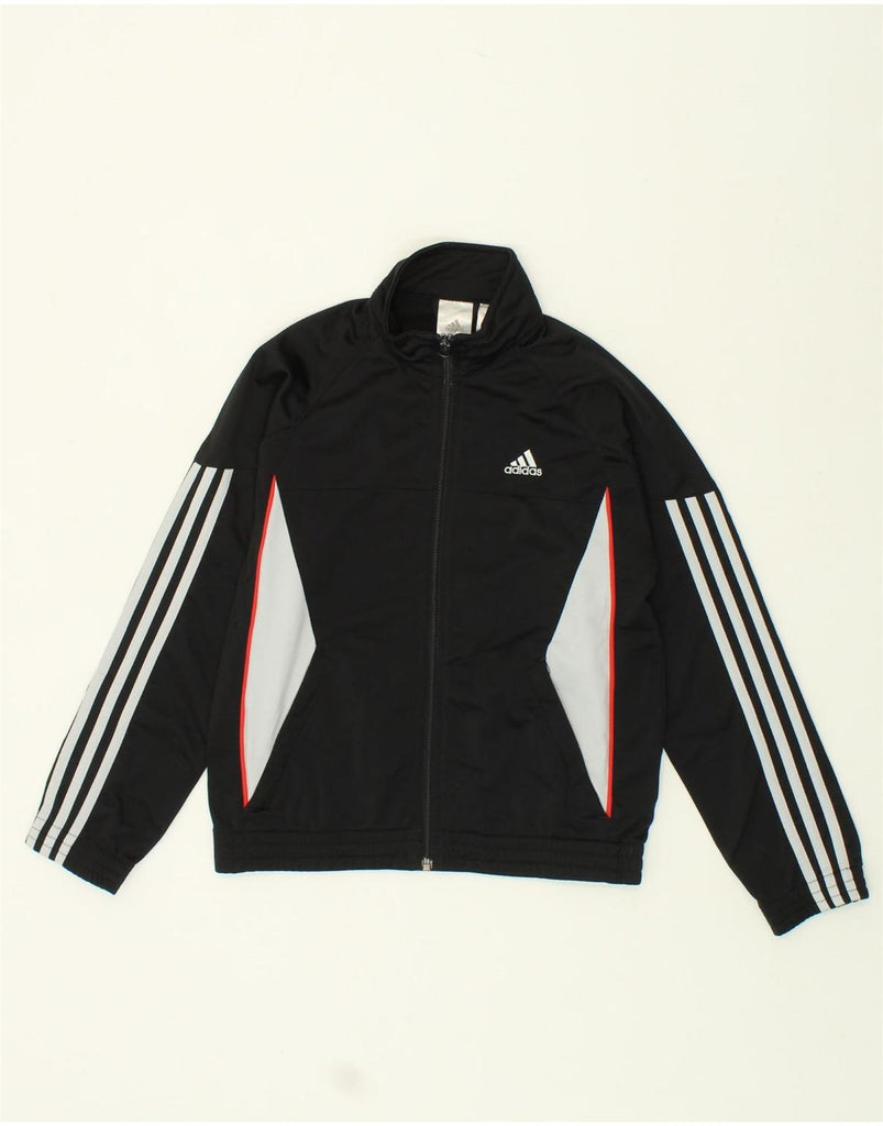 ADIDAS Boys Graphic Tracksuit Top Jacket 9-10 Years Black Colourblock | Vintage Adidas | Thrift | Second-Hand Adidas | Used Clothing | Messina Hembry 