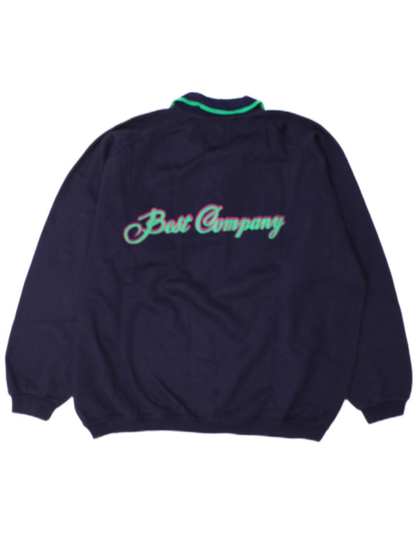 Best Company Mens Graphic Polo Neck Jumper Sweater Medium Navy Blue