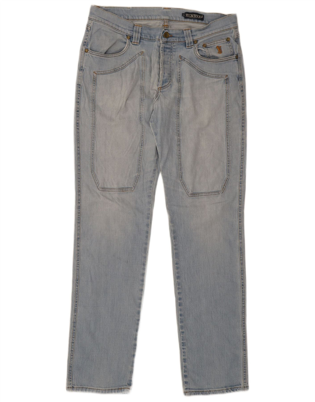 Jeckerson Mens Straight Jeans W36 L32 Blue Cotton