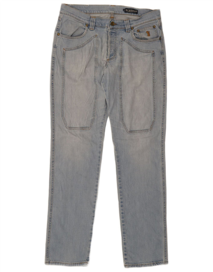Jeckerson Mens Straight Jeans W36 L32 Blue Cotton