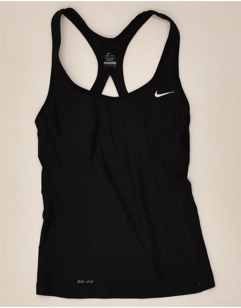 NIKE Womens Dri Fit Vest Top UK 8 Small Black | Vintage Nike | Thrift | Second-Hand Nike | Used Clothing | Messina Hembry 