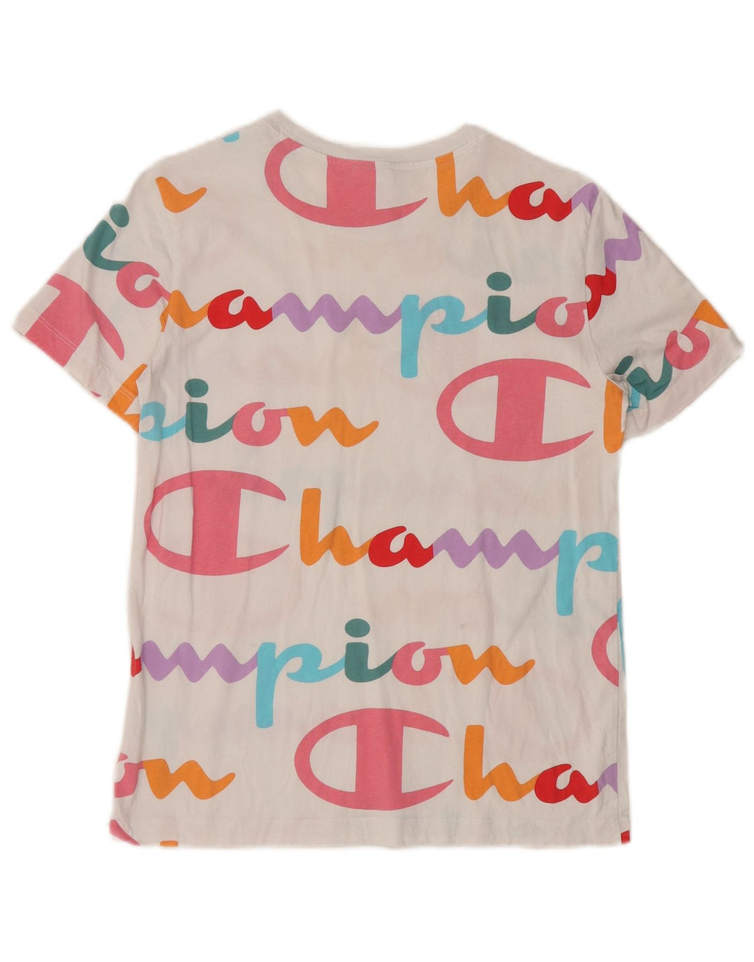 CHAMPION Womens Graphic T-Shirt Top UK 12 Medium White