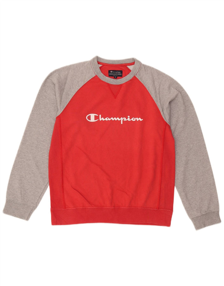Champion Mens Graphic Sweatshirt Jumper Small Red Colourblock