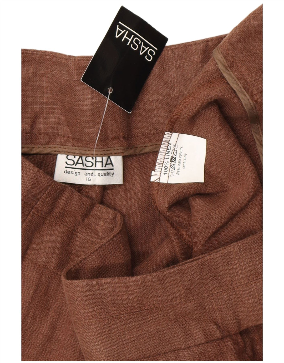 SASHA Womens Bootcut Suit Trousers US 16 2XL W36 L31 Brown Linen