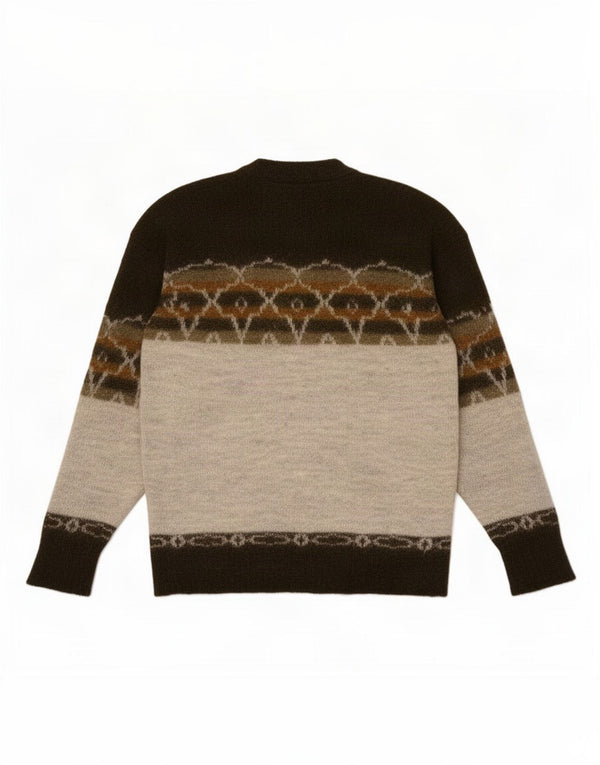 Vintage Mens Crew Neck Jumper Sweater IT 52 Large Green Geometric New Wool